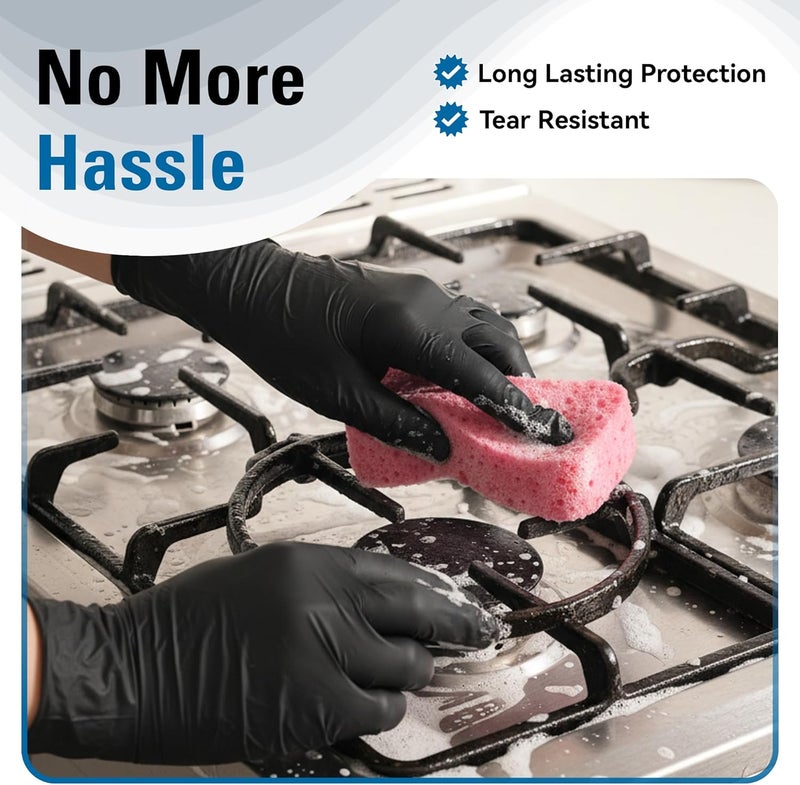 Swift Lite Disposable Nitrile Gloves Black, Food Safe Rubber Gloves Latex-Free Powder-Free for Cooking Food Prep Kitchen Clean - Image 4
